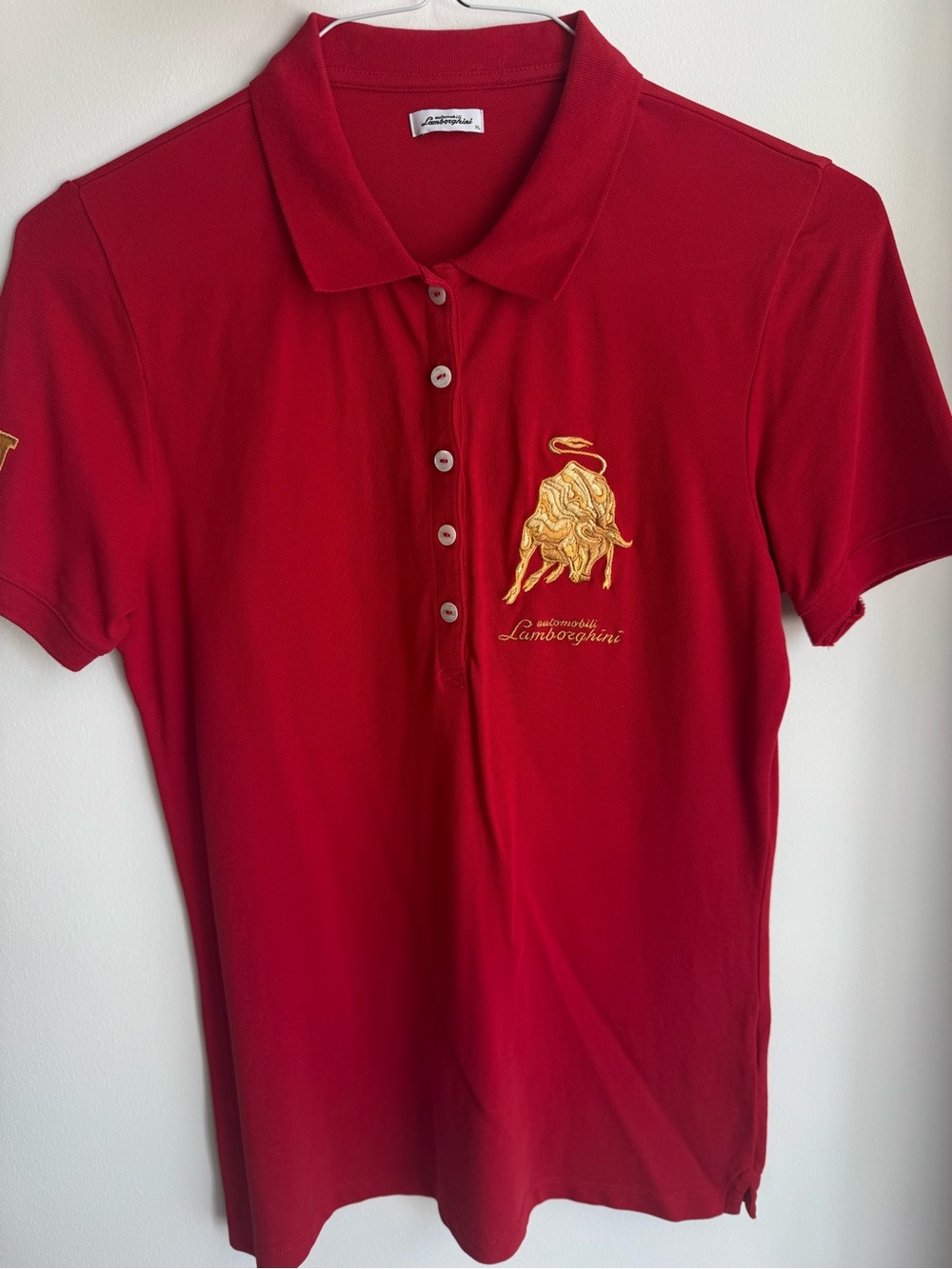 Lamborghini Red Polo Shirt with White Label